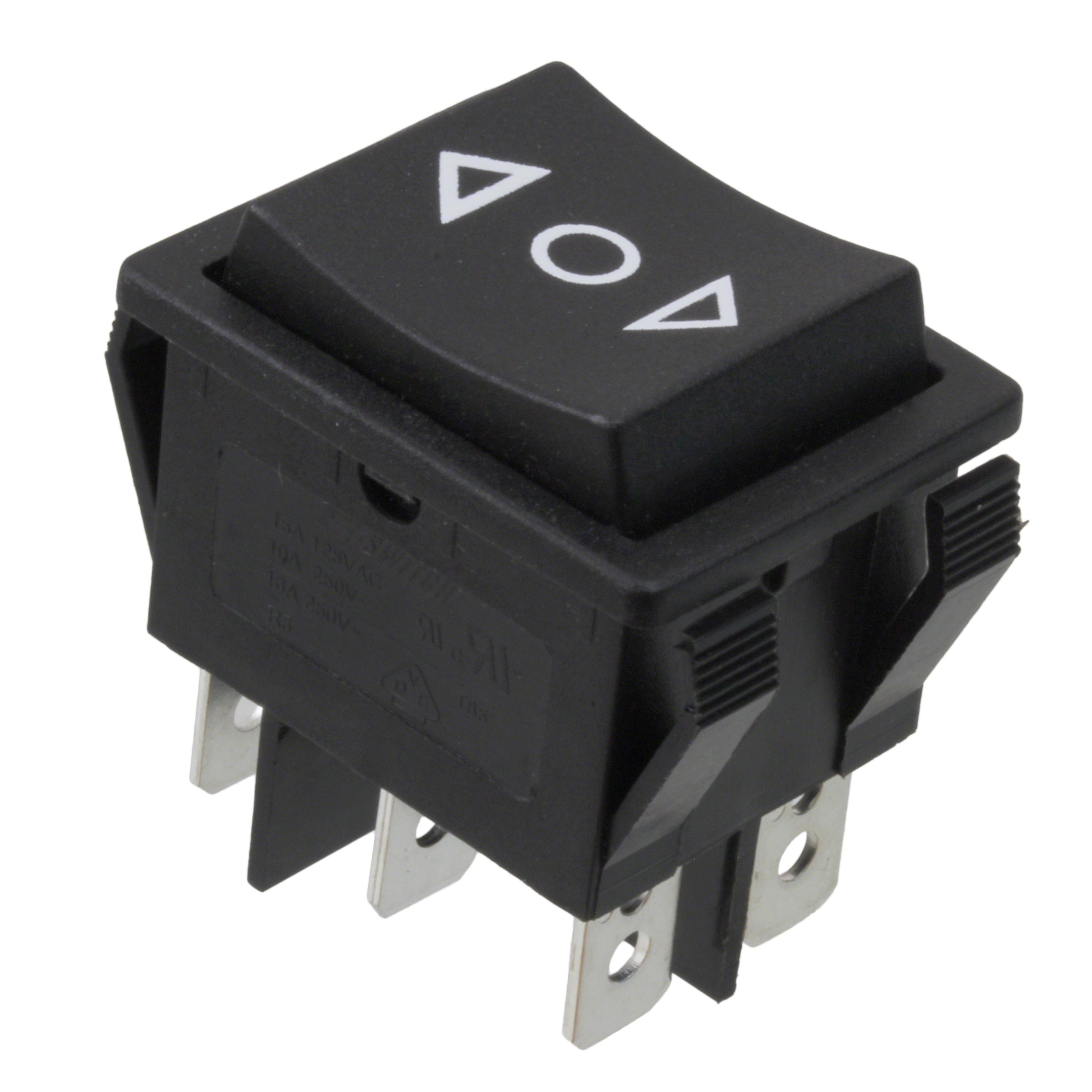 R5GBLKBLKHF0 SWITCH ROCKER DPDT 15A 125V