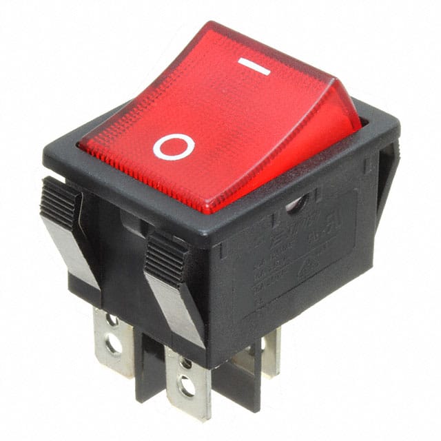 R5BBLKREDGF2 SWITCH ROCKER DPST 20A 125V