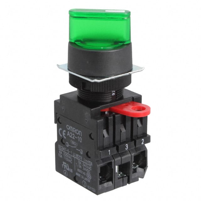 A22W-2MG-24A-20 SWITCH SELECT 2POS DPST-NO 10A