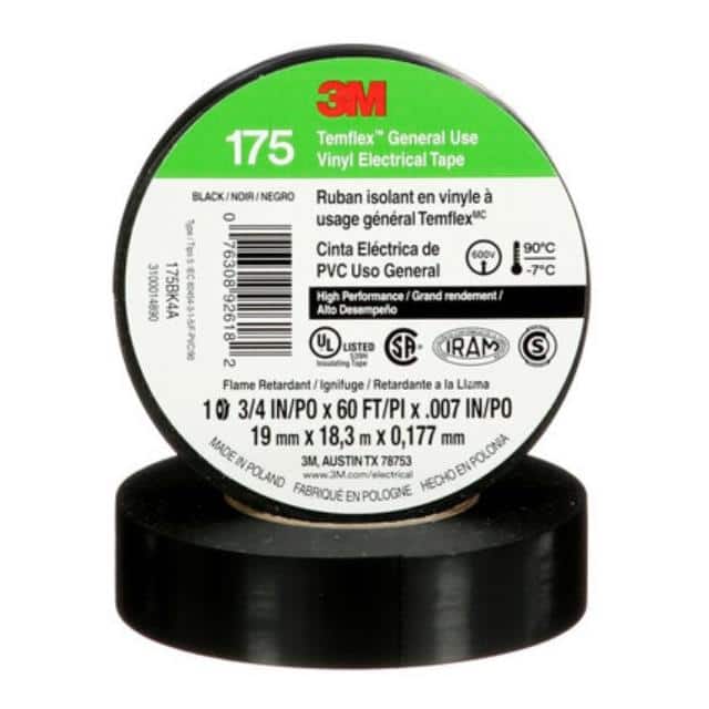 175BK4A VINYL ELECT TAPE 165 BLACK 3/4"X