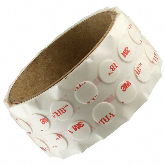 3M 4930 CIRCLE-0.5"-250 TAPE DBL COAT WHT 1/2" DIA 250PK