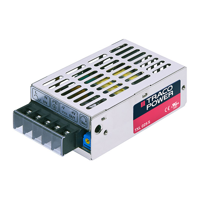 TXL 025-3.3S The Traco Power TXL 025-3.3S is an enclosed AC/DC converter with a 3.3V output and 20W power rating. It features universal input and chassis mounting.