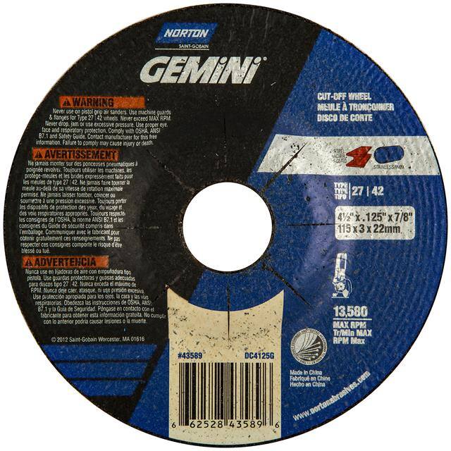 66252843589 4-1/2 x .125 x 7/8 In. Gemini Cu