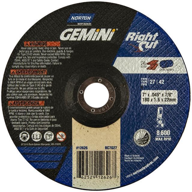 66252912626 7 In. x 2 mm x 7/8 In. Gemini Ri