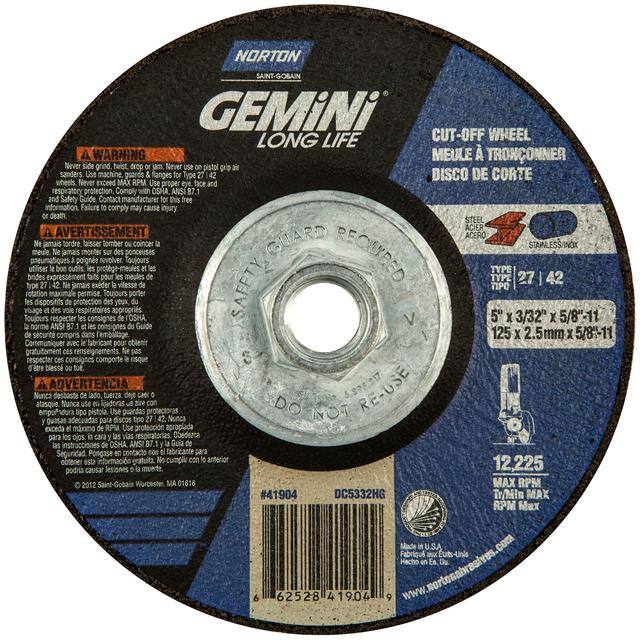 66252841904 5 x 3/32 x 5/8-11 In. Gemini Cut