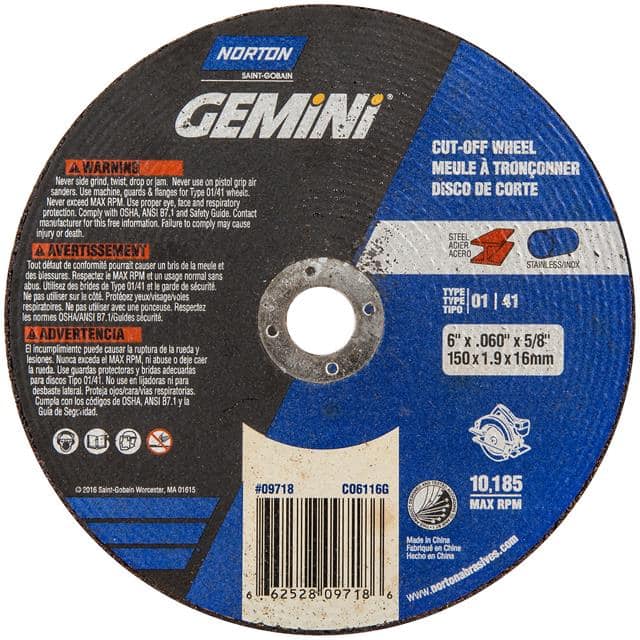 66252809718 6 In. x 1.6 mm x 5/8 In. Gemini