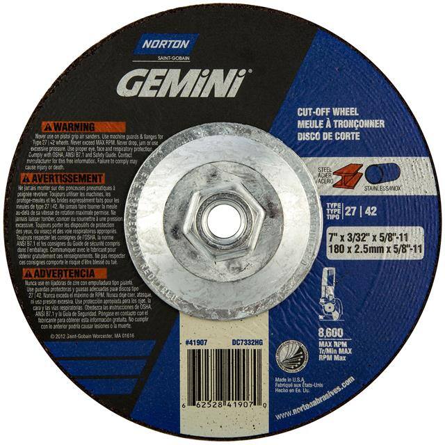 66252841907 7 x 3/32 x 5/8-11 In. Gemini Cut