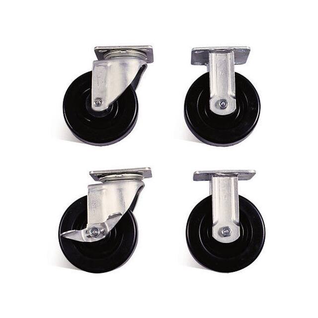 695 6" CASTER SET W/ BRAKES, SOLID P