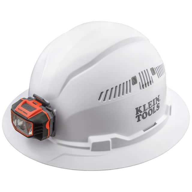 60407 HARD HAT CLASS C BRIM WHT W/LAMP