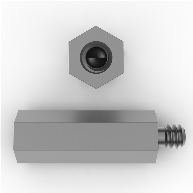 4500-440-SS-20 Hex standoff, male-female, #4-40 thread, 4.76mm (0.188") overall length, stainless steel with passivated finish.