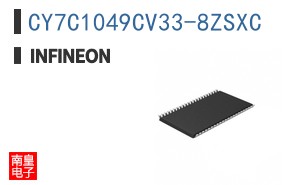 CY7C1049CV33-8ZSXC The Infineon CY7C1049CV33-8ZSXC is a 4Mb parallel SRAM with a fast 8ns access time. It operates from a 3V to 3.6V supply and comes in a 44-TSOP II package.