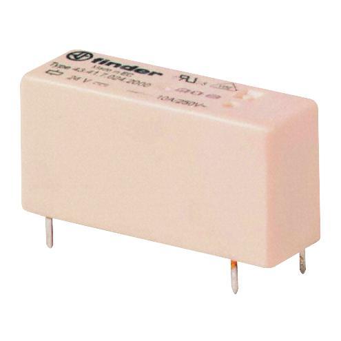 43.41.7.012.2001 The Finder 43.41.7.012.2001 is a low profile power relay with a 12VDC coil voltage and a 10A contact rating. It is RoHS3 Compliant.