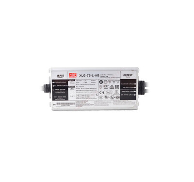 XLG-75-L-AB The Mean Well XLG-75-L-AB is a 75W LED driver with a metal enclosure and IP67 rating. It features adjustable output current and dimming capabilities.