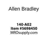 140-A02 The Allen Bradley 140-A02 is a Bulletin 140 auxiliary contact block featuring 1 normally open contact and screw terminals. It has a 10A thermal current rating and a 600V voltage rating.