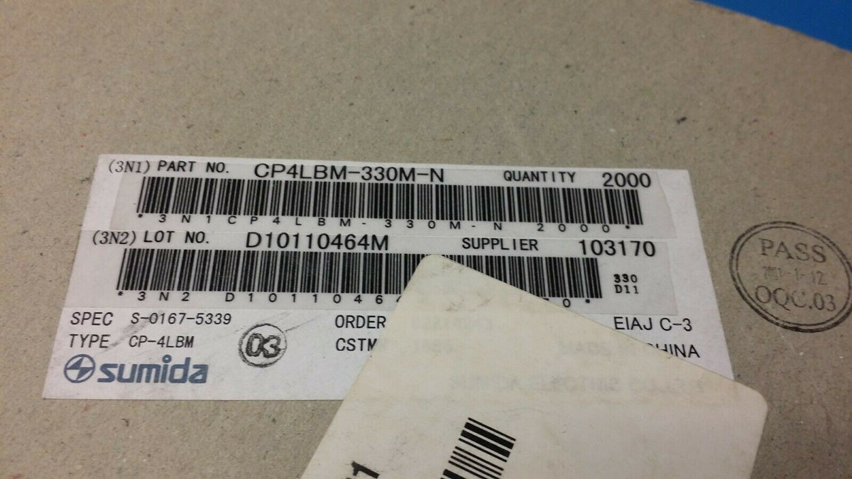CP4LBM-330M-N The Sumida CP4LBM-330M-N is an IFT coil with a 33uH inductance and a 20% tolerance. It is designed for surface mount applications.
