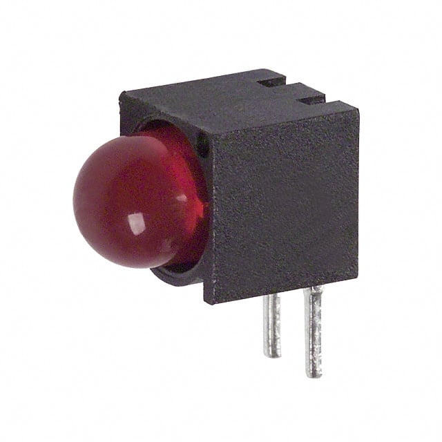 5500405 This Dialight 5500405 is a red, 5mm LED designed for circuit board mounting. It features a right-angle, through-hole configuration and operates at 20mA and 2V.