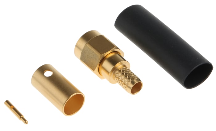 R125076000W Radiall R125076000W is an SMA straight plug crimp type coaxial connector with 50 Ohm impedance and 12.4 GHz maximum frequency.