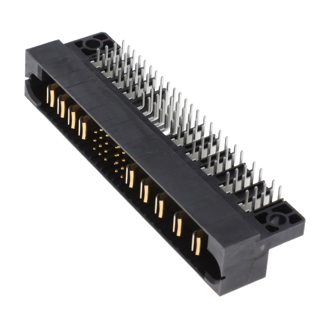 51712-009LF 26 position blade power header with 4 rows, 2.54mm pitch, through hole mounting, solder termination, and gold contacts.