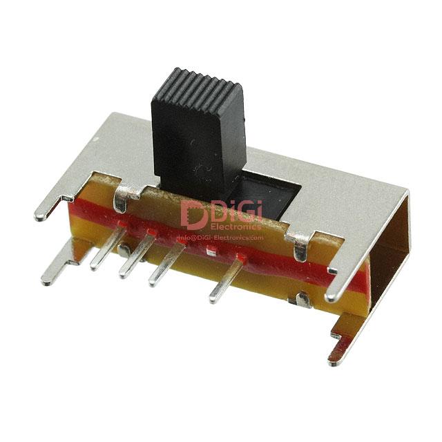 1825260-1 The TE Connectivity ALCOSWITCH 1825260-1 is a slide switch with an SP3T circuit, rated for 300mA at 125V AC. It features through hole, right angle mounting.
