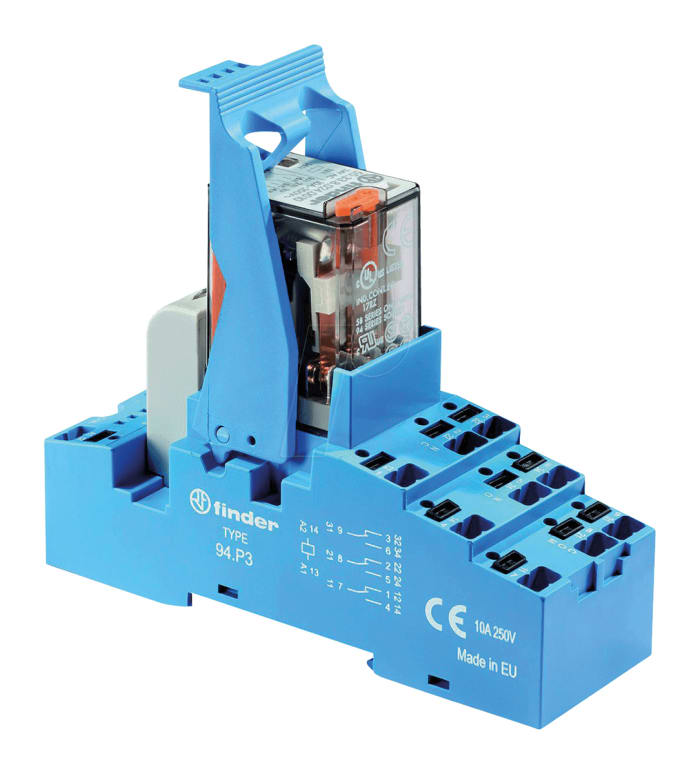 58.P3.8.110.0060SMA The Finder 58.P3.8.110.0060SMA is a 58 Series interface relay designed for PLC and electronic systems. It features a 110V ac coil and 3PDT contact configuration.