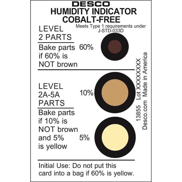 13855 HUMIDITY INDICATOR CARD, COBALT-