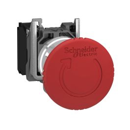XB4BS8442 The Schneider Electric XB4BS8442 is an emergency stop push-button with a trigger action and mechanical latching. It features a red mushroom head and twist-to-release reset.