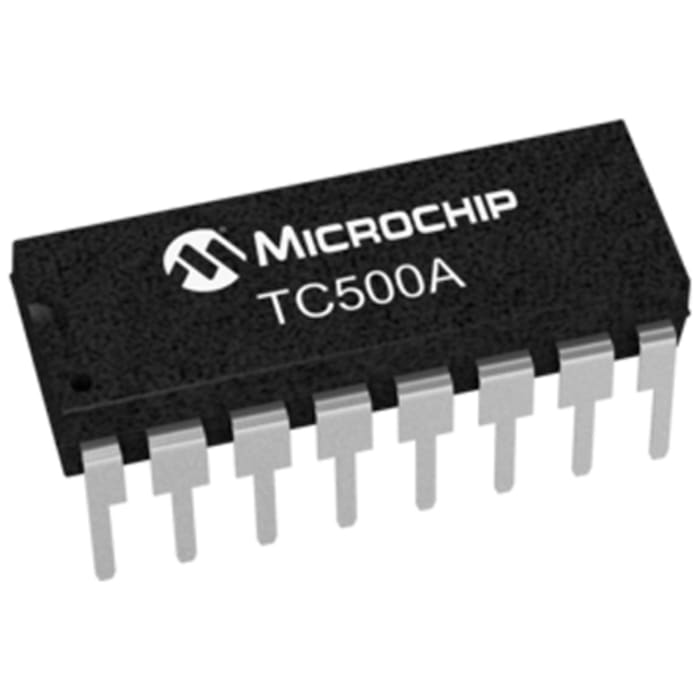 TC500ACPE The Microchip TC500ACPE is a 17-bit precision analog front-end IC. It offers a wide analog input range and operates within a temperature range of 0°C to 70°C.