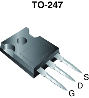 IRFP460LC N-Channel power MOSFET with 500V drain-source voltage rating, 20A continuous drain current, and 270mOhm on-resistance. Housed in a TO-247-3 through-hole package.