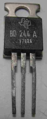 BD244 The RCA BD244 is a PNP silicon planar transistor designed for AF power amplifier applications. It features dimensions of 10 x 16 x 5 mm and a weight of 6g.