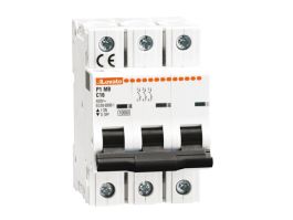 P1MB3PC08 The Lovato Electric P1MB3PC08 is a 3-pole circuit breaker rated for 8A and 400V. It features a C-curve trip characteristic and a 10kA interrupting capacity.