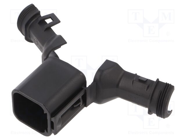 1011-241-0605 TE Connectivity DEUTSCH DT backshell for 6-position rectangular connectors. Polyamide GF construction, black, 180° cable exit, IP6K9K rated.