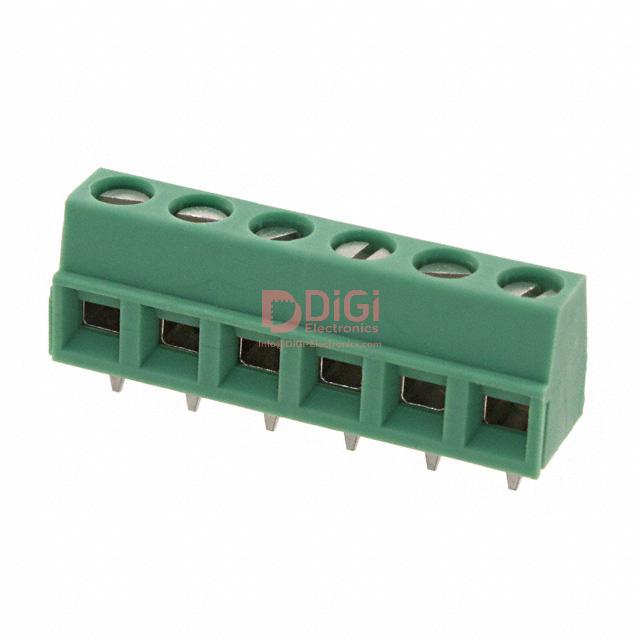 MKDSN1,5/6 The Phoenix Contact MKDSN1,5/6 is a terminal block with 6 positions and a 5mm pitch. It features through-hole mounting and a horizontal mating orientation.