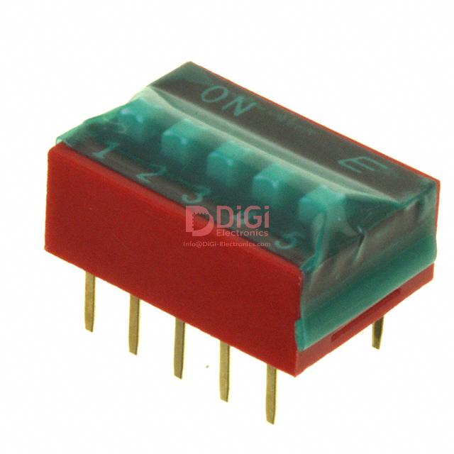 KAS2107E The E-Switch KAS2107E is a Slide DIP Switch with SPST circuitry, featuring 7 positions and a 24VDC rating. It is designed for Through Hole mounting.