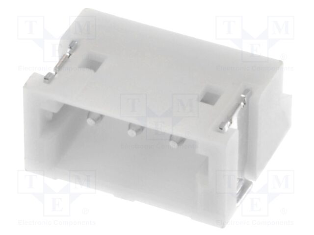 S3B-ZR-SM4A-TF (LF)(SN) The JST Manufacturing S3B-ZR-SM4A-TF (LF)(SN) is a 3-pin wire-to-board socket connector designed for SMT mounting. It features a 1.5mm pitch and operates at 1A and 50V.