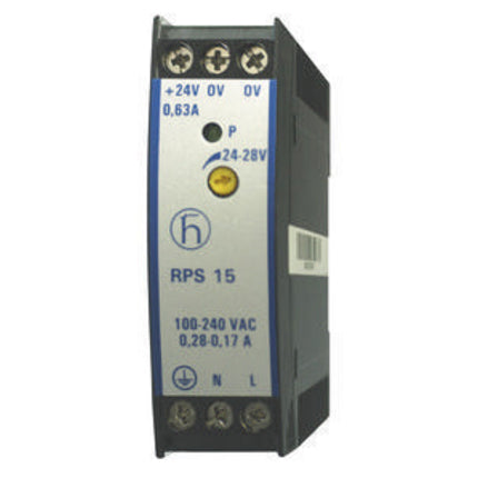 943662015 The Hirschmann RPS 15 (943662015) is a DIN-Rail mountable power supply unit. It offers a wide input voltage range and a stable DC output.