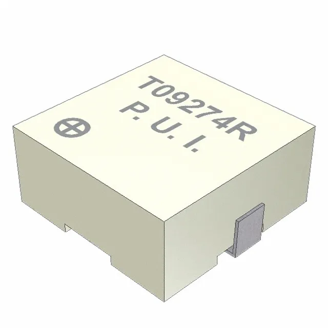 SMT-0927-S-4-R The PUI Audio, Inc. SMT-0927-S-4-R is a magnetic buzzer designed for surface-mount applications. It operates at 3.6V and features a compact 9x9mm size.