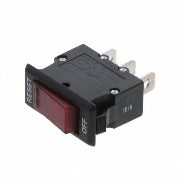 W51-A121B1-8 The TE Connectivity W51-A121B1-8 is a thermal circuit breaker designed for panel mounting. It features a 1-pole configuration with an 8A current rating and 125VAC voltage rating.