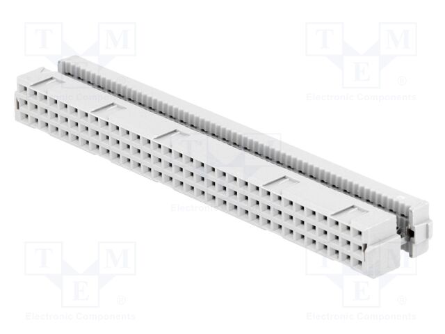 120-964-435 The Pancon 120-964-435 is a DIN 41612 female connector with 64 pins and a 1.5A current rating. It features a straight orientation and gold-plated contacts.