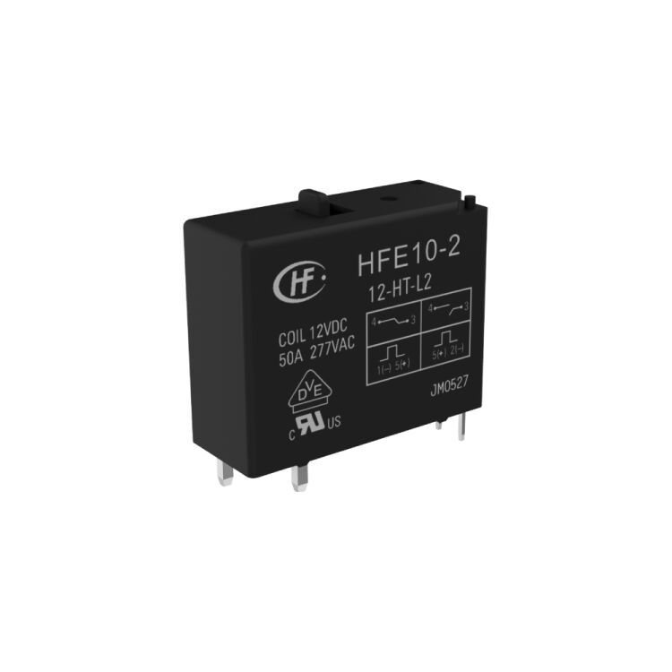 HFE10-1/9-HST-L2-R The Hongfa HFE10-1/9-HST-L2-R is a 5-pin relay designed for special purpose applications. It operates with a 9V coil voltage and can handle a current rating of 50A.