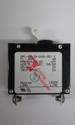 AA1-B0-34-640-5B1-C The Littelfuse Inc. AA1-B0-34-640-5B1-C is a 1-pole, 40A magnetic circuit breaker designed for panel mounting. It features a 277V voltage rating and lever actuator.