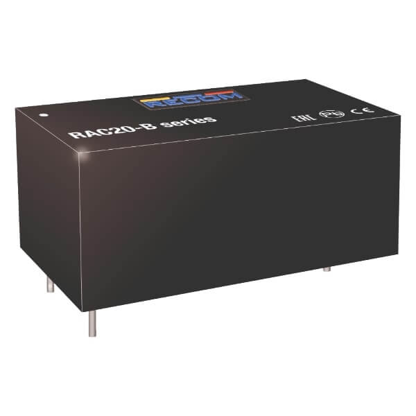 RAC20-3.3SB-ST The RECOM RAC20-3.3SB-ST is a 20W AC/DC converter with a 3.3VDC output and 3.6A current. It features a universal input voltage range of 90-264VAC.