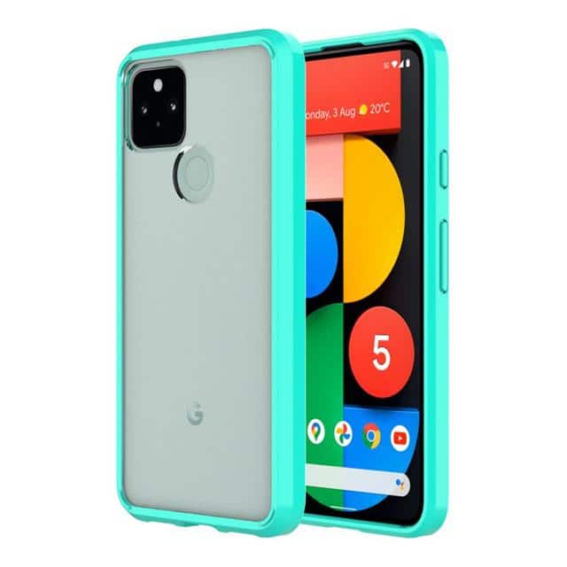 SB-G-P5-CL/TL TEAL CLEAR PIXEL 5 CASE - HARD S