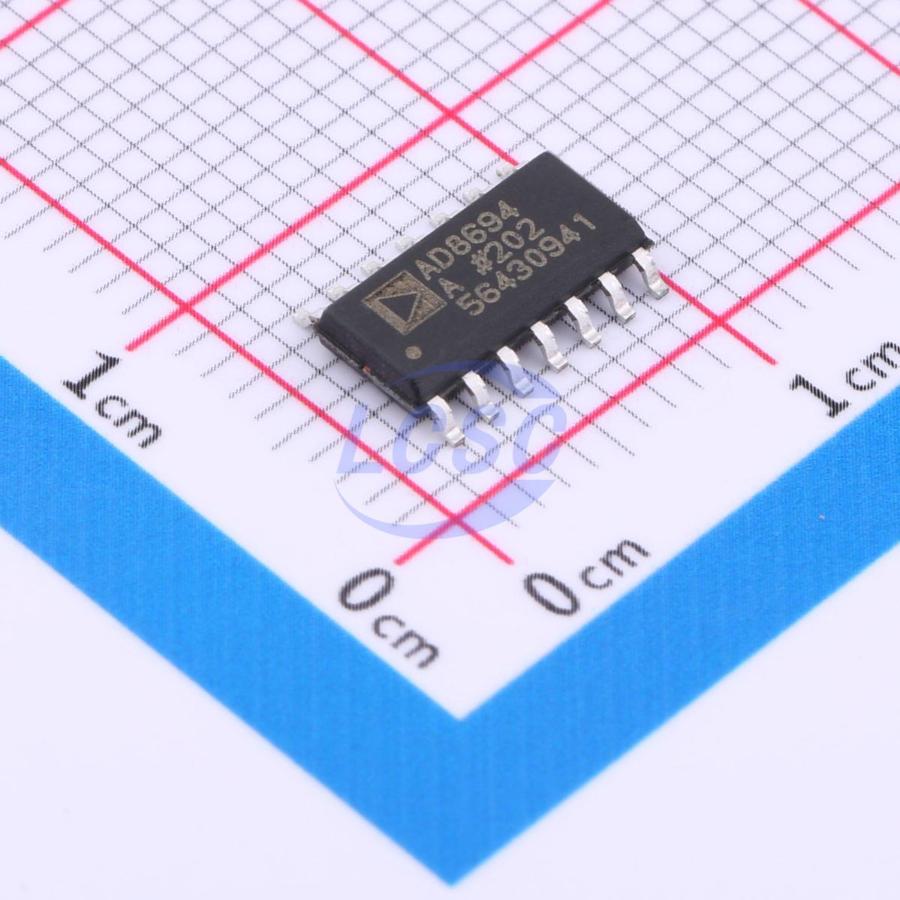 AD8694ARZ The Analog Devices AD8694ARZ is a low-cost, quad rail-to-rail output operational amplifier. It offers a 10 MHz bandwidth and low noise performance.