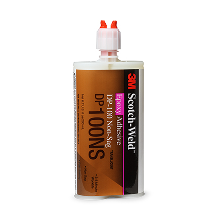 DP100NS The 3M Scotch-Weld DP100 NS is a translucent, two-part epoxy adhesive designed for fast curing and non-sag application. It comes in a 200 mL Duo-Pak cartridge with a 1:1 mix ratio.
