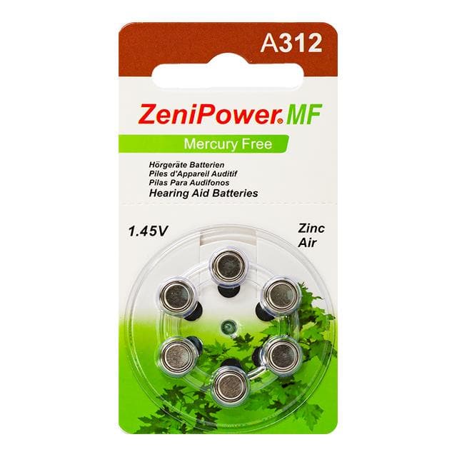 ZP-A312-D6 MF ZENIPOWER SIZE 312 HEARING AID B
