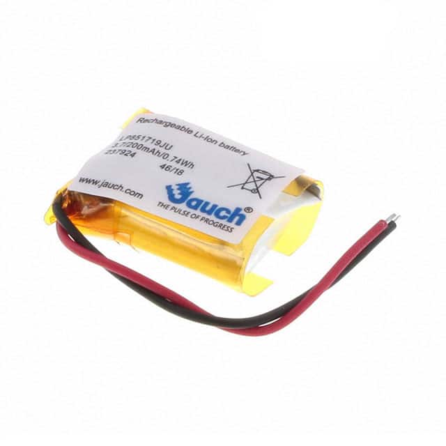 LP851719JU+PCM+2 WIRES 50MM BATT LITH POLY 1S1P 210MAH 3.7V