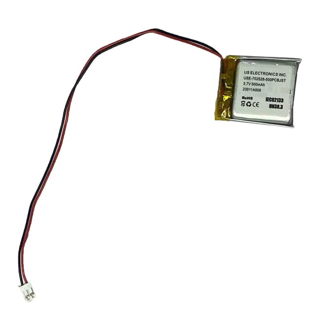 USE-702528-500PCBJST 0.5Ah,3.7V,LiPo,702528 size,JST