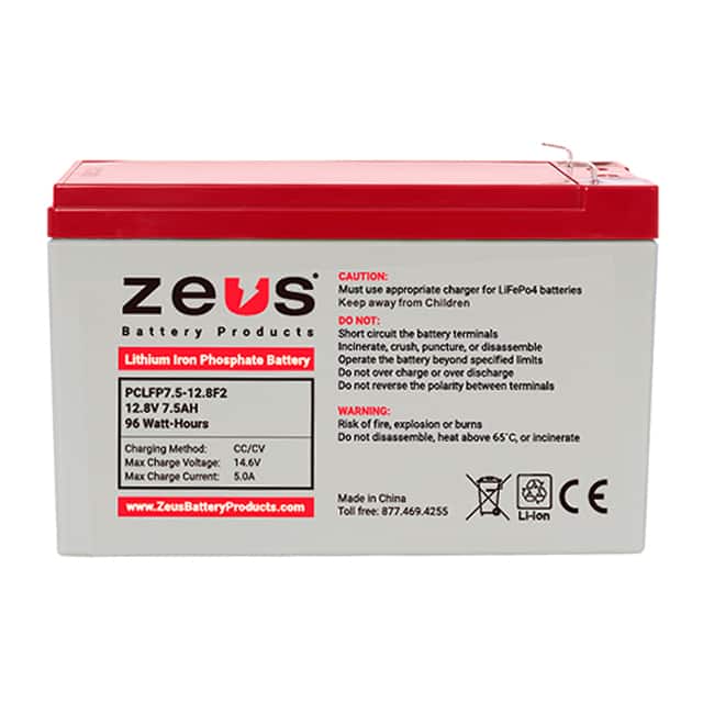 PCLFP7.5-12.8F2 BATT LIFEPO4 12.8V 7.5AH