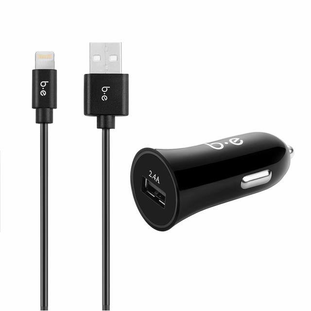 BSKCMFI CARCHARGERSINGLE2.4AW/LIGHTNCABL
