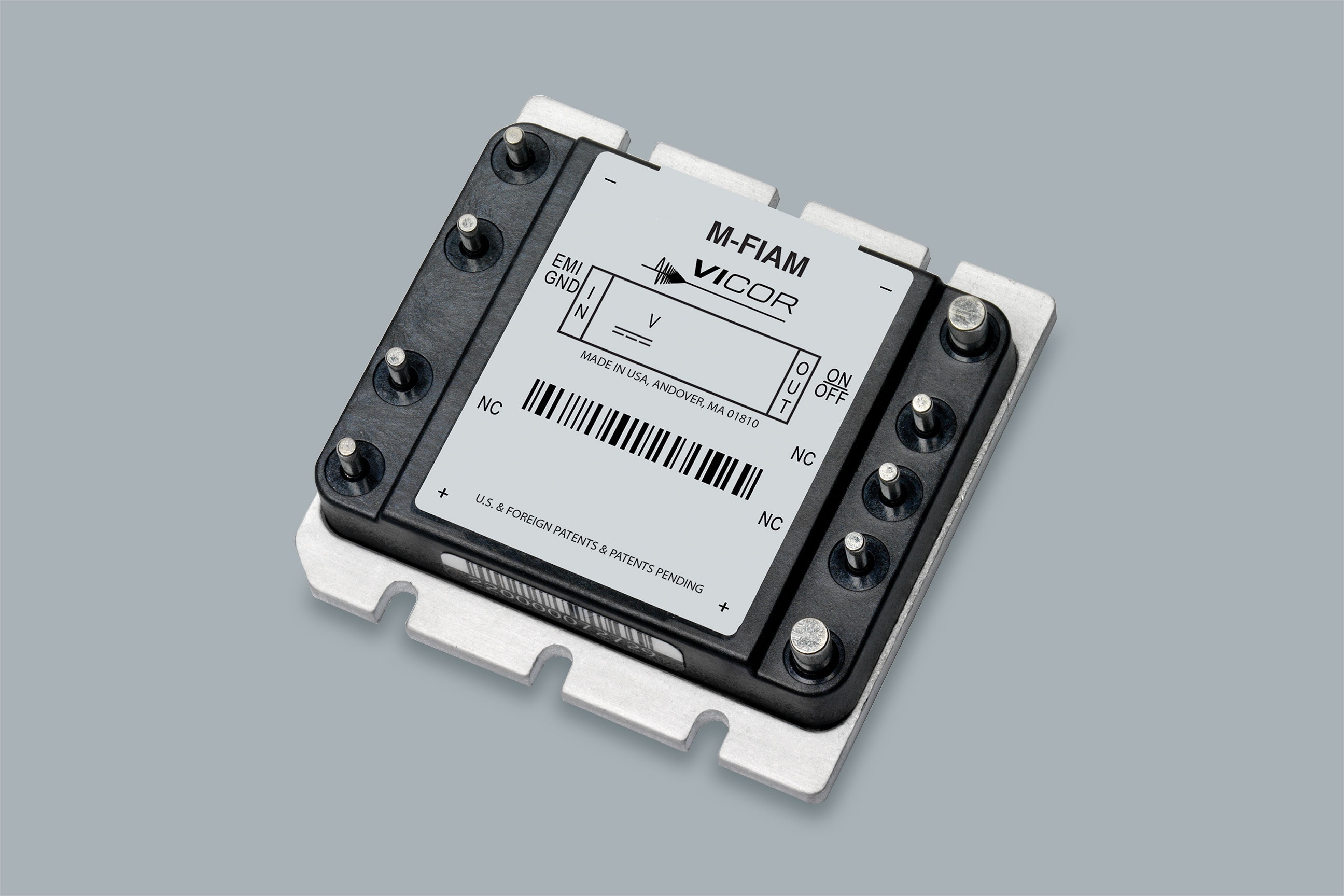 M-FIAM9H23 The Vicor M-FIAM9H23 is a rugged input filter module designed for EMI filtering and transient protection. It supports a wide input voltage range and meets critical military standards.